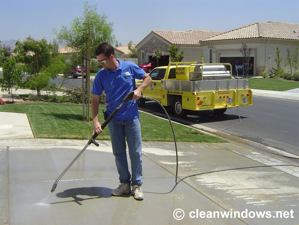 Pressure washing driveway