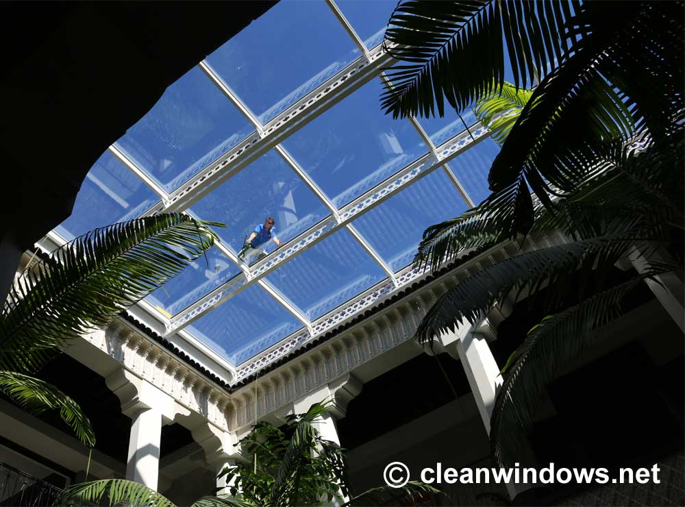 High reach skylight cleaning